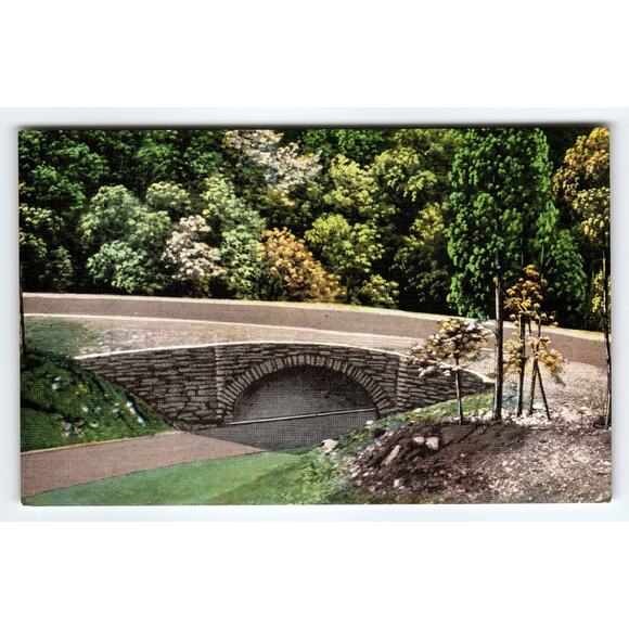 Vintage Linen Postcard Loop-Over Bridge Great Smoky Mountains Park - Picture 1 of 2